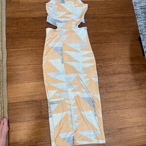 Mara Hoffman Blue Tan Cut Out Midi